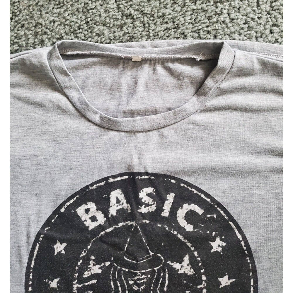 Women's Grey Basic Witch Crew Neck Short Sleeve T Shirt Size 4XL - Picture 4 of 12